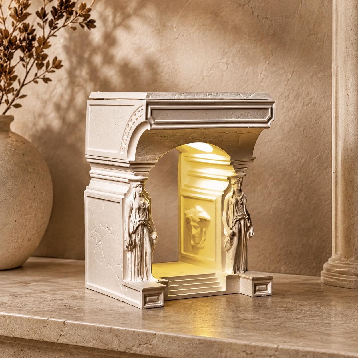Caryatid Column Concrete Table Lamp — image 5