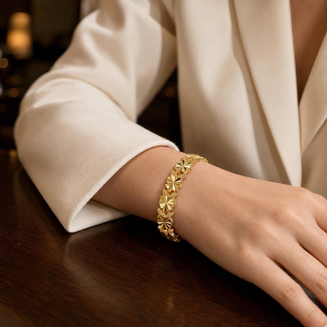 Floral Gold Link Bracelet — image 4