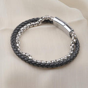 Silver Chain & Braided Leather Bracelet — image 6