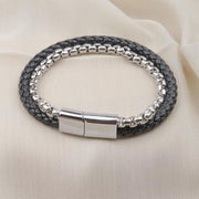 Silver Chain & Braided Leather Bracelet — image 4