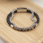 Tiger Eye & Onyx Silver Chain Bracelet — image 4