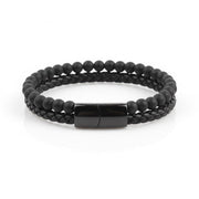 Matte Black Onyx Leather Bracelet — image 1