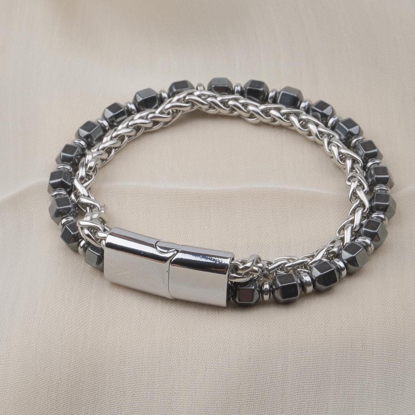 Hematite & Silver Chain Bracelet — image 6