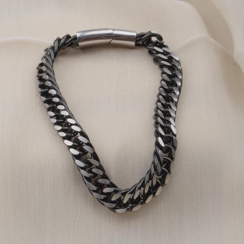 Men’s Cuban Chain Bracelet – Black or Silver — image 7