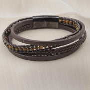 Tiger Eye Multi-Strand Leather Bracelet — image 4
