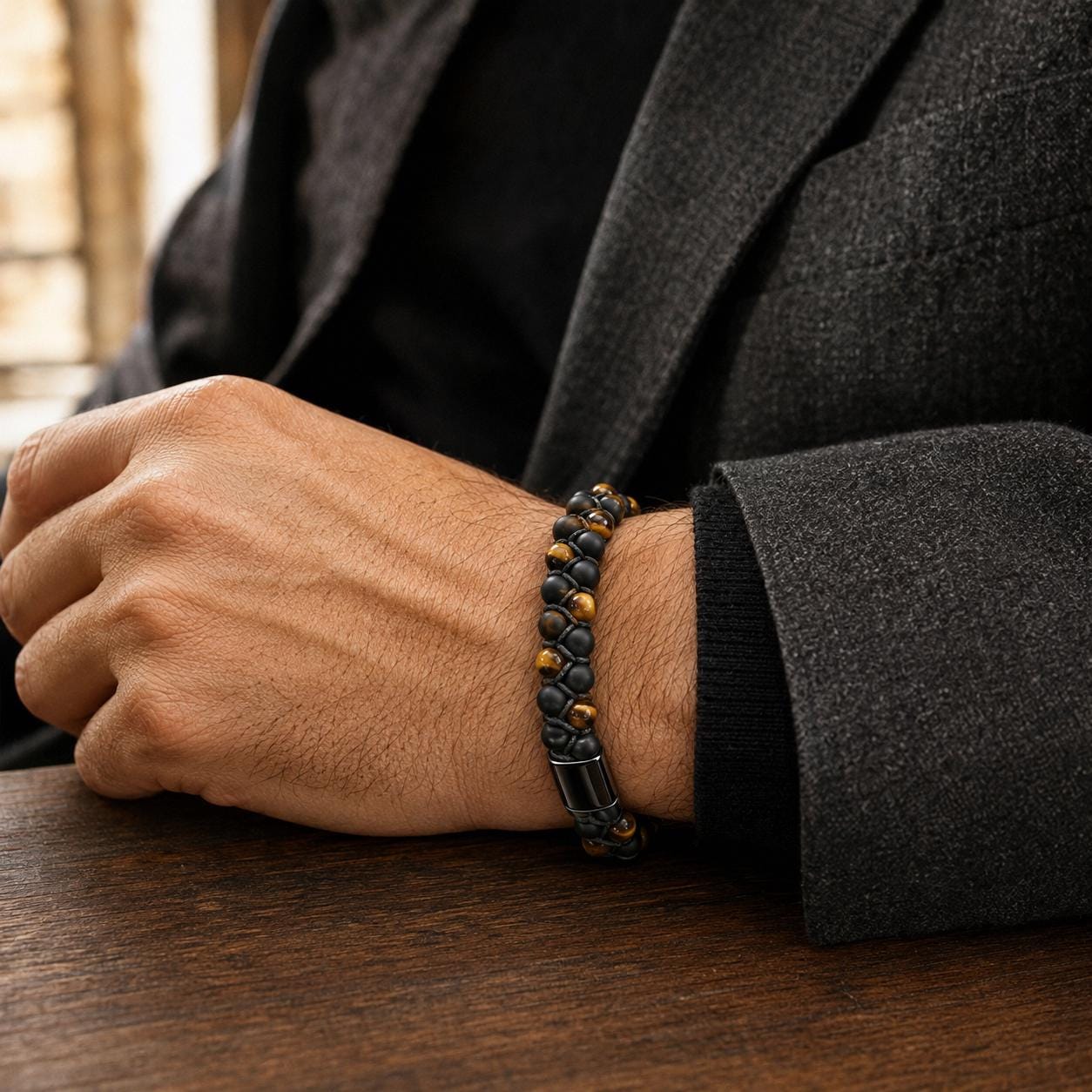Tiger Eye & Onyx Cord Bracelet — image 5