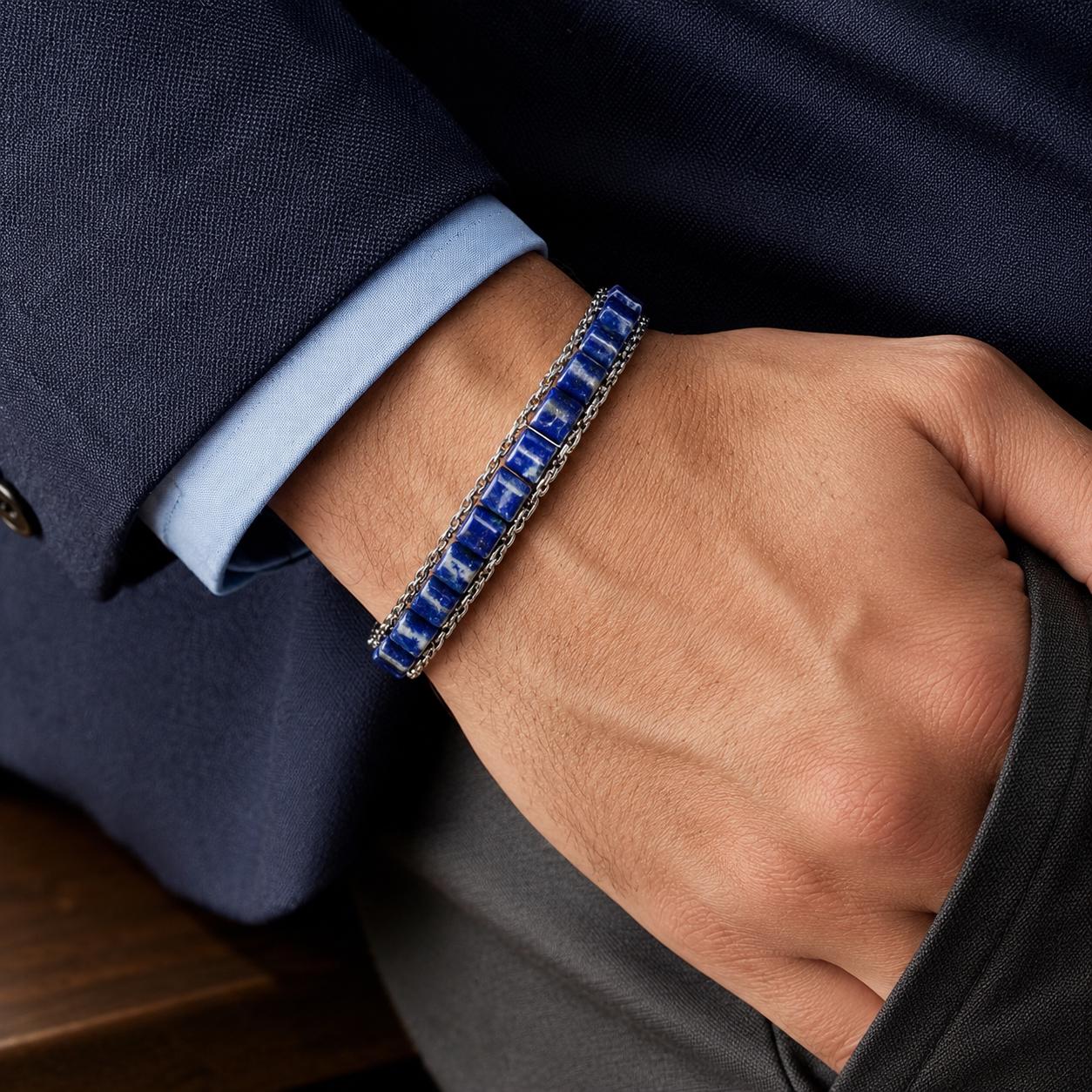 Lapis Lazuli Leather Bracelet — image 8