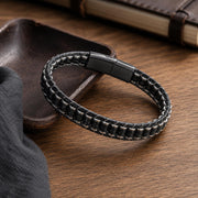 Black Onyx & Hematite Leather Bracelet — image 6