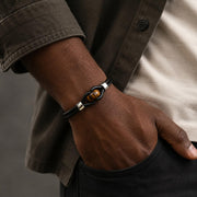 Tiger Eye or Obsidian Leather Bracelet — image 2