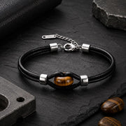 Tiger Eye or Obsidian Leather Bracelet — image 6
