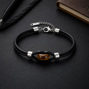 Tiger Eye or Obsidian Leather Bracelet — image 9