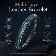 Blue Madagascar Stone Leather Bracelet — image 4