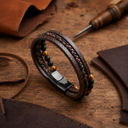 Tiger Eye & Onyx Leather Bracelet — image 5