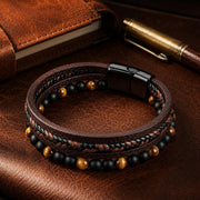 Tiger Eye & Onyx Leather Bracelet — image 7
