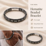 Rectangle Hematite Leather Bracelet — image 7