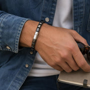 Rectangle Hematite Leather Bracelet — image 4