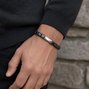 Rectangle Hematite Leather Bracelet — image 6
