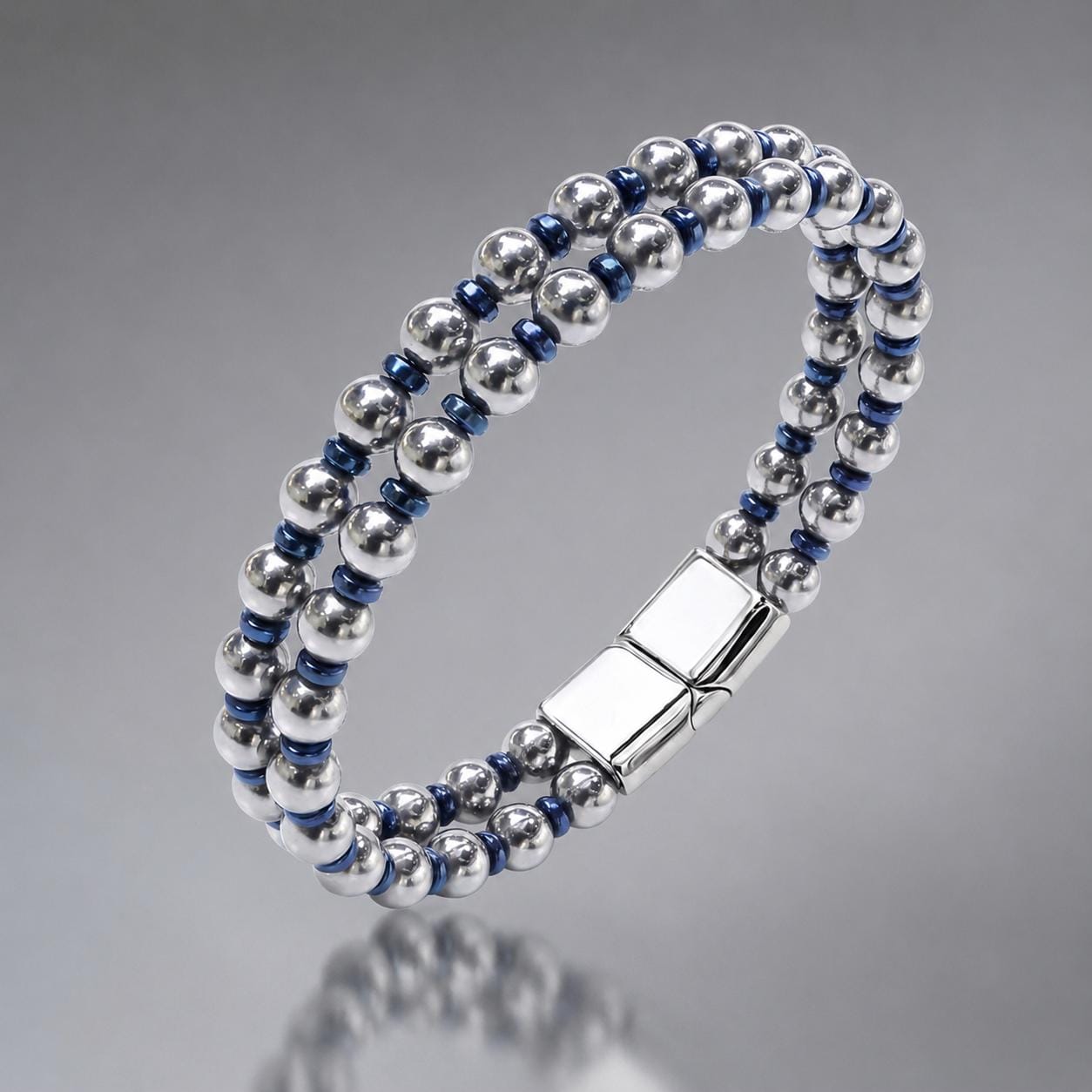 Double-Strand Hematite Bracelet – Blue Accents — image 10