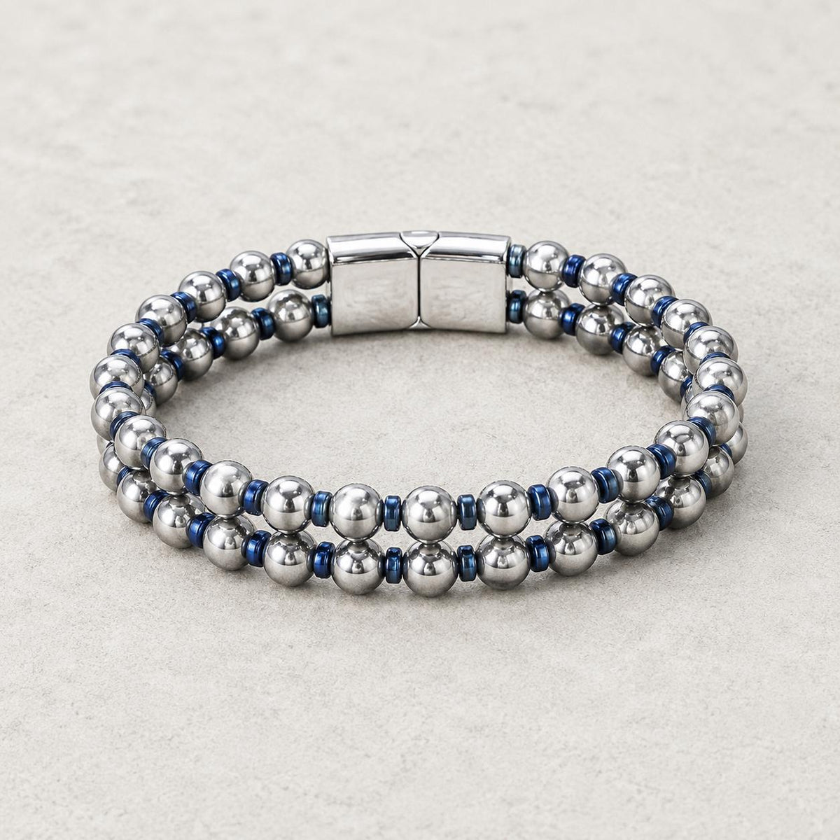 Double-Strand Hematite Bracelet – Blue Accents — image 2