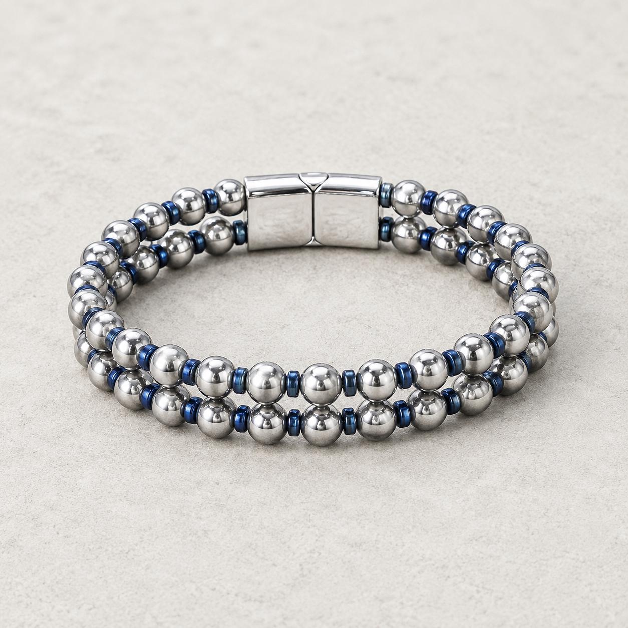 Double-Strand Hematite Bracelet – Blue Accents — image 2
