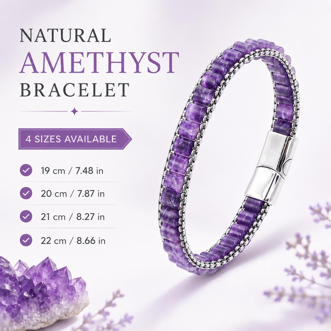 Amethyst Chain Bracelet – Purple Stone — image 2