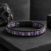 Amethyst Leather Bracelet – Purple Stone — image 10