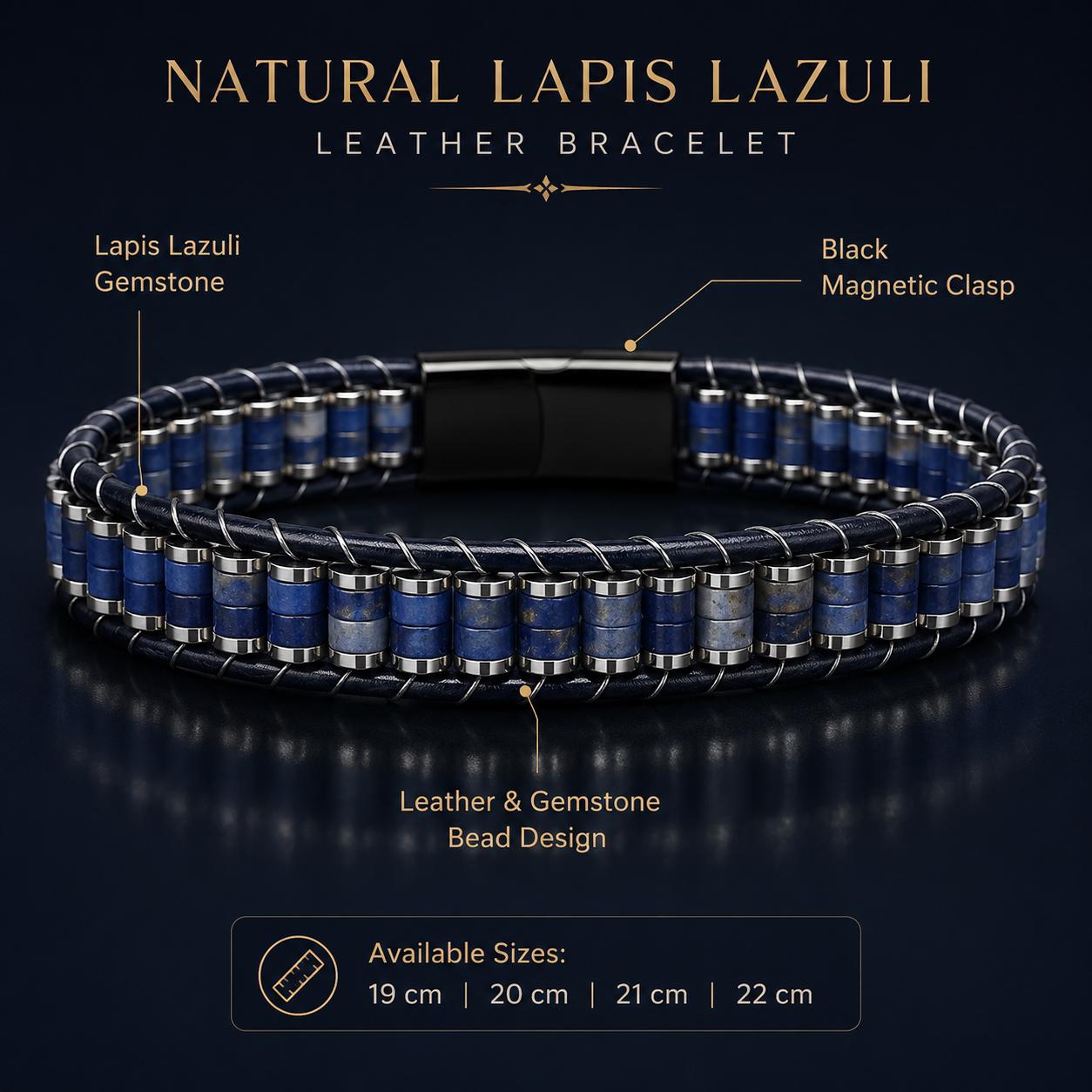 Lapis Lazuli Leather Bracelet — image 4