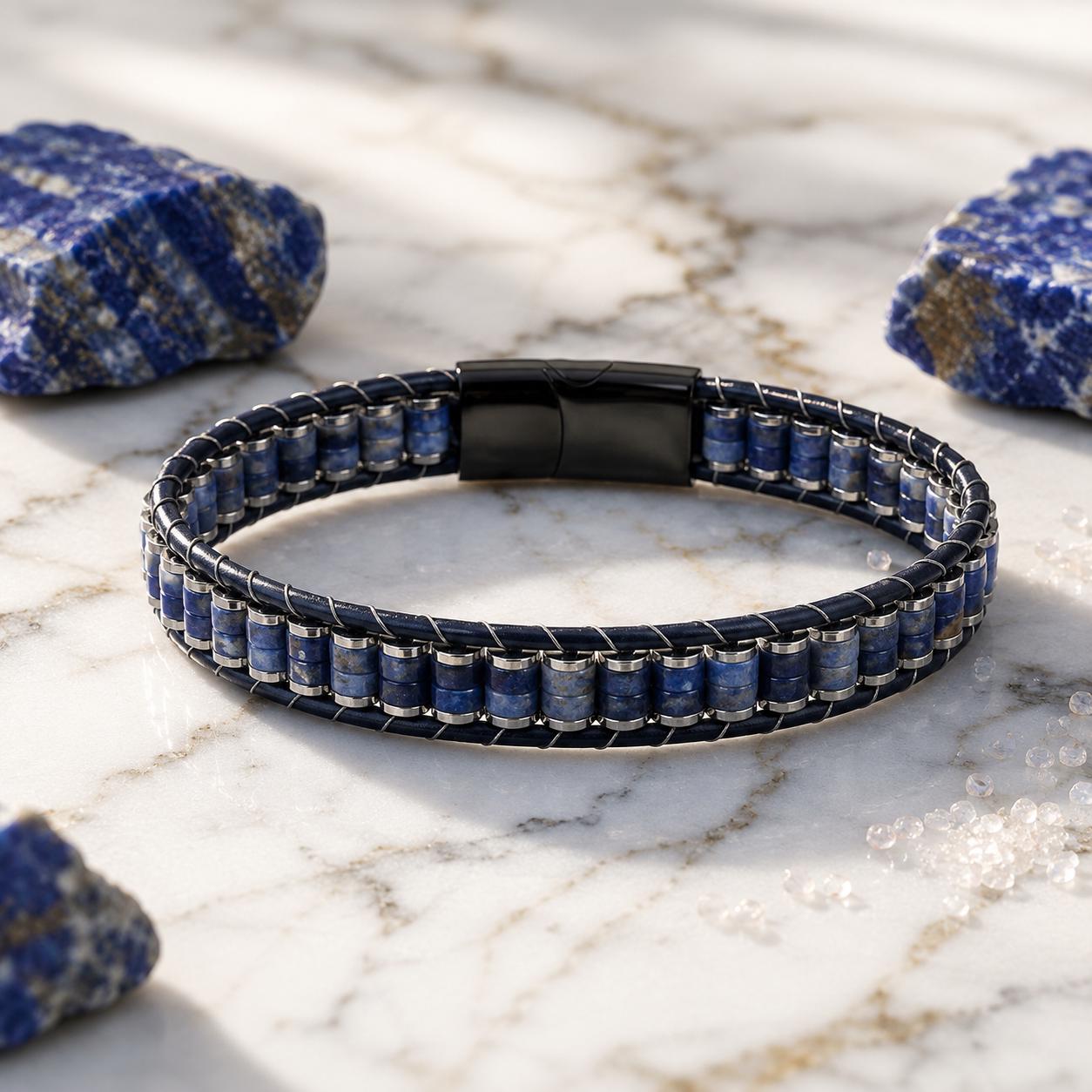 Lapis Lazuli Leather Bracelet — image 5