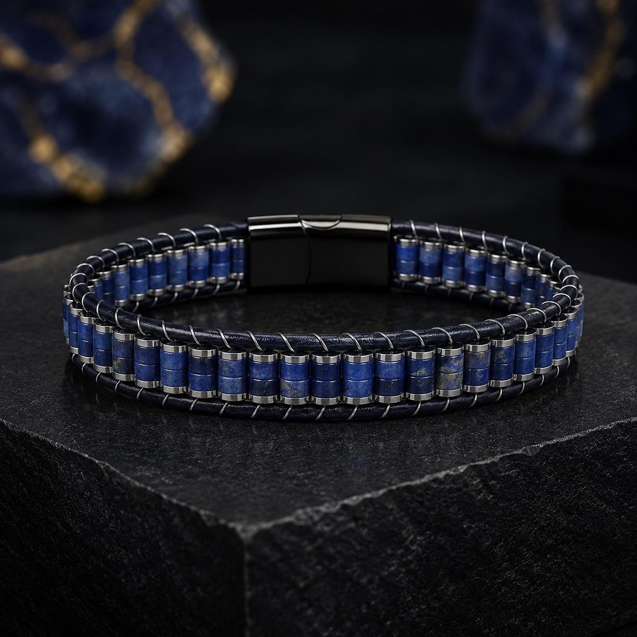 Lapis Lazuli Leather Bracelet — image 9