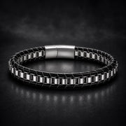 Men’s Black Braided Leather Bracelet — image 5