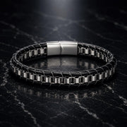 Men’s Black Braided Leather Bracelet — image 7