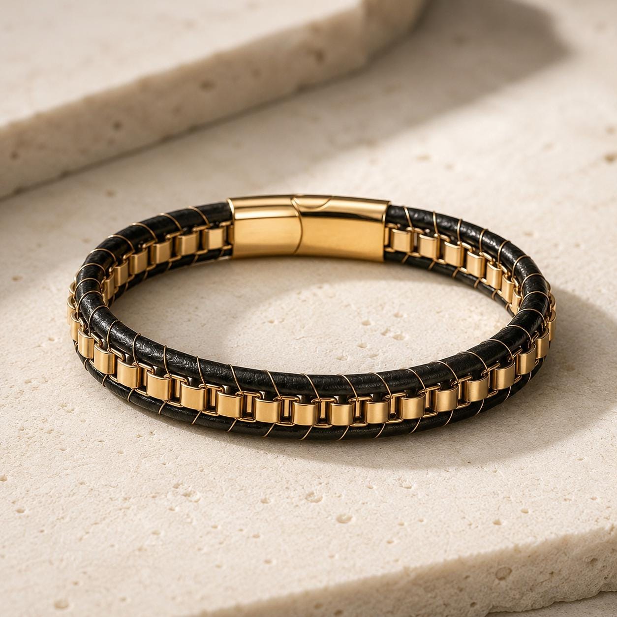 Men’s Black Braided Leather Bracelet — image 10