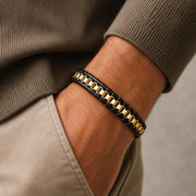 Men’s Black Braided Leather Bracelet — image 1