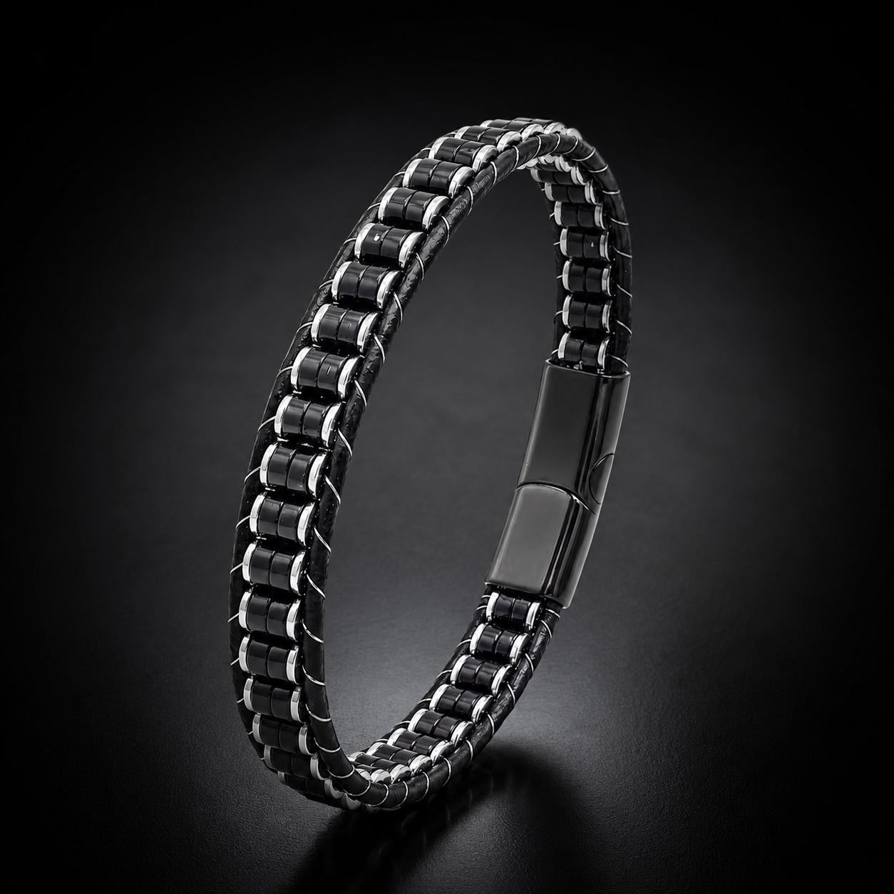 Onyx & Hematite Cord Bracelet for Men — image 10