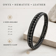 Onyx & Hematite Cord Bracelet for Men — image 4