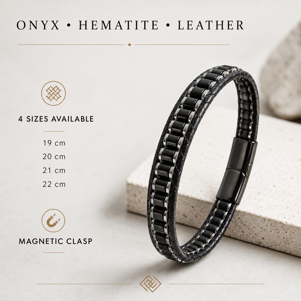 Onyx & Hematite Cord Bracelet for Men — image 4