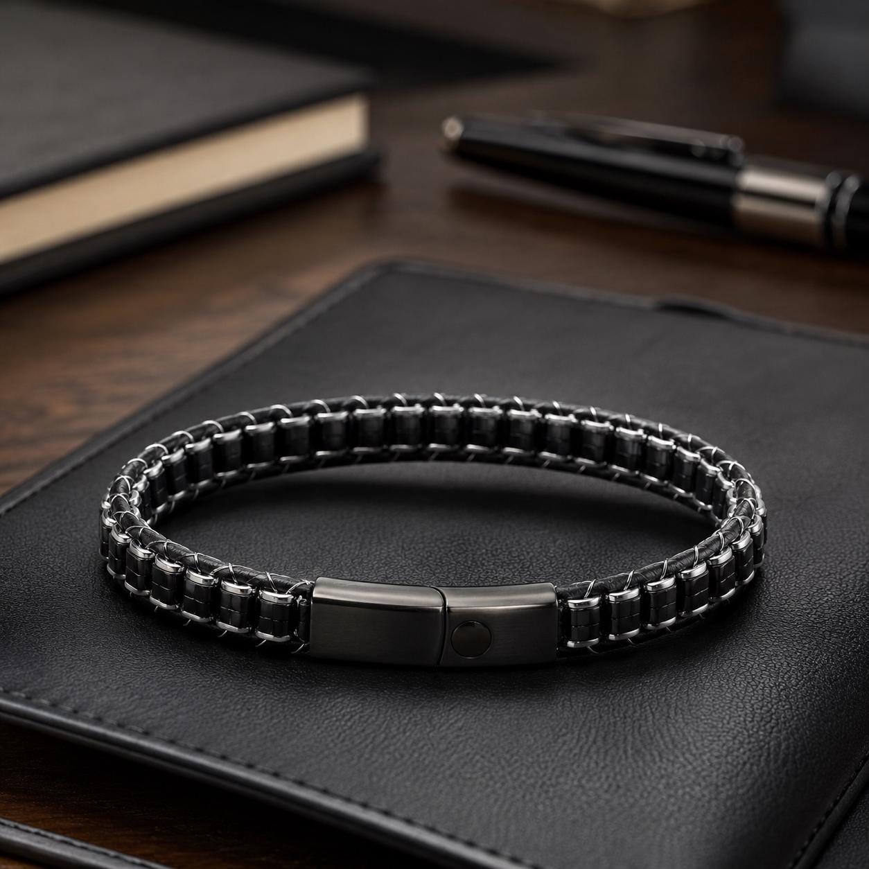 Onyx & Hematite Cord Bracelet for Men — image 9