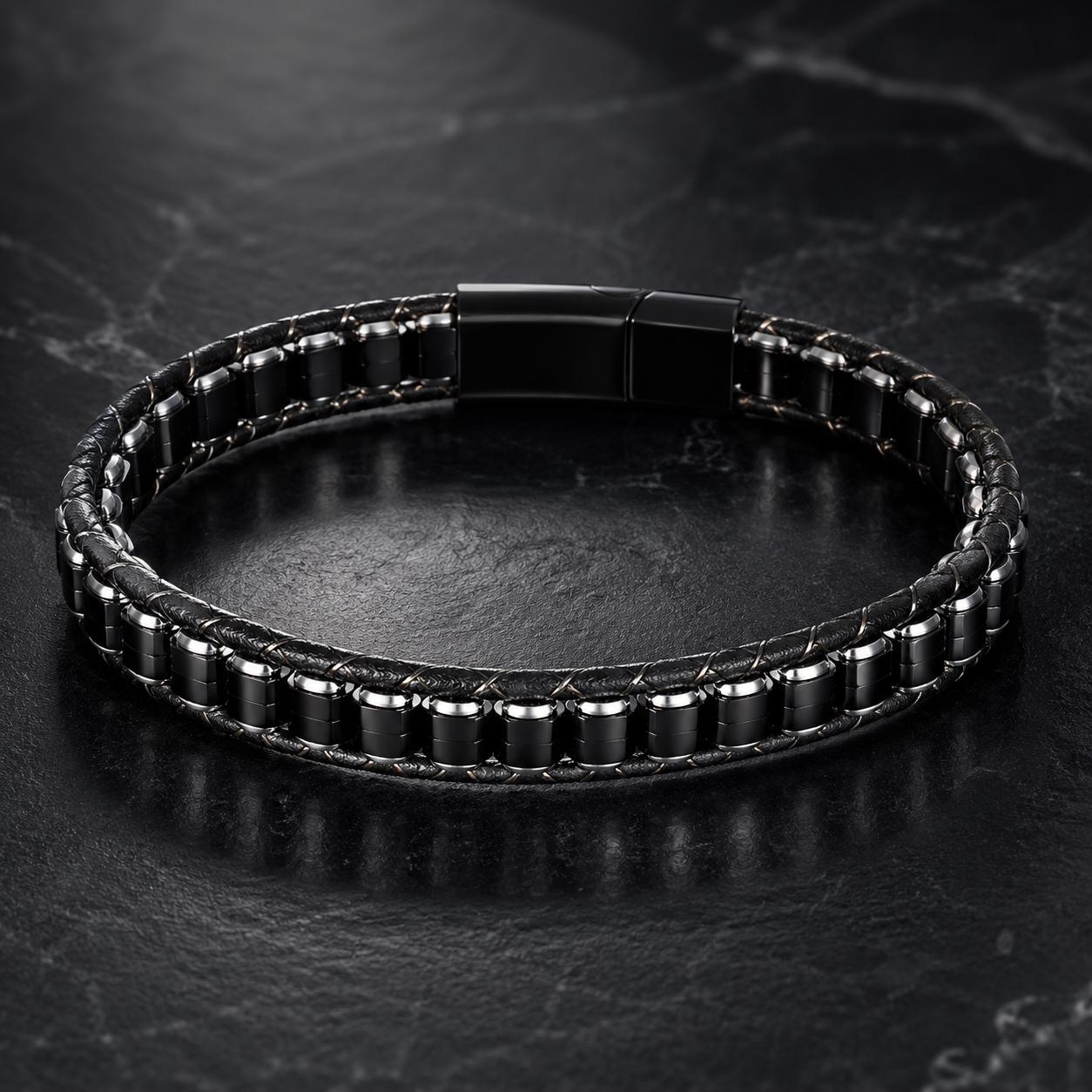 Onyx & Hematite Cord Bracelet for Men — image 8