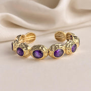 Purple Stone Gold Statement Cuff — image 10