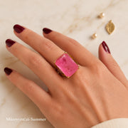 Pink Emerald-Cut Crystal Gold Ring — image 7