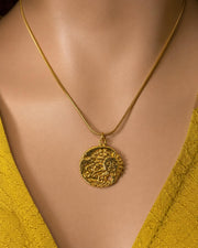 Embroidered Sun Gold Pendant Necklace — image 10