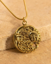 Embroidered Sun Gold Pendant Necklace — image 1