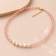 Freshwater Pearl & Pink Crystal Necklace — image 4