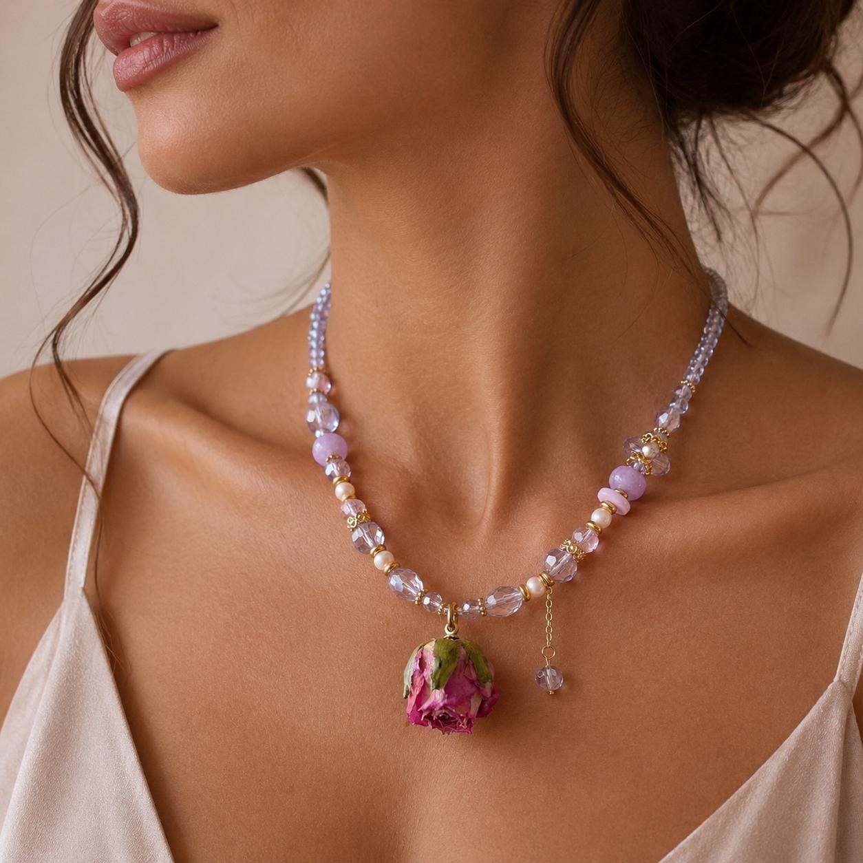 Dried Rose Quartz & Pearl Necklace — image 3