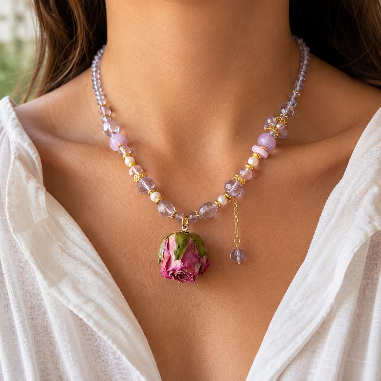 Dried Rose Quartz & Pearl Necklace — image 8