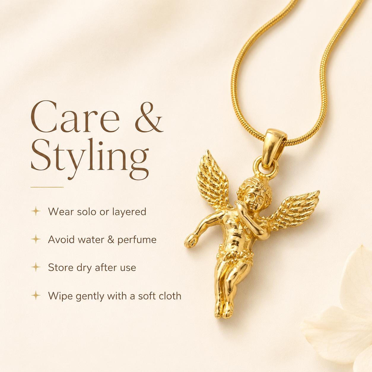Cherub Angel Gold Pendant Necklace — image 5