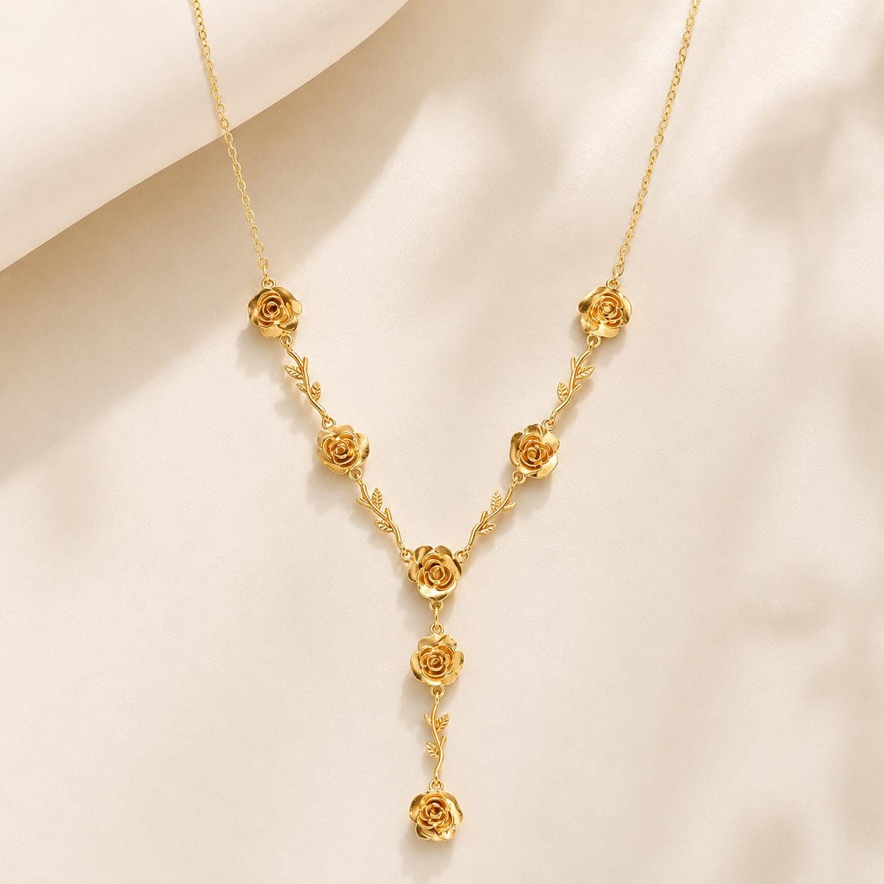 Victorian Rose Y Necklace – Gold — image 3