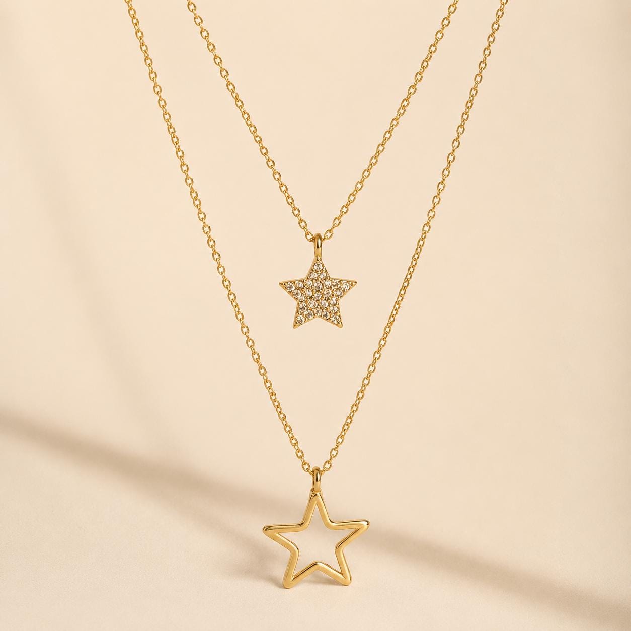 Layered Starfish & Star Gold Necklace — image 7