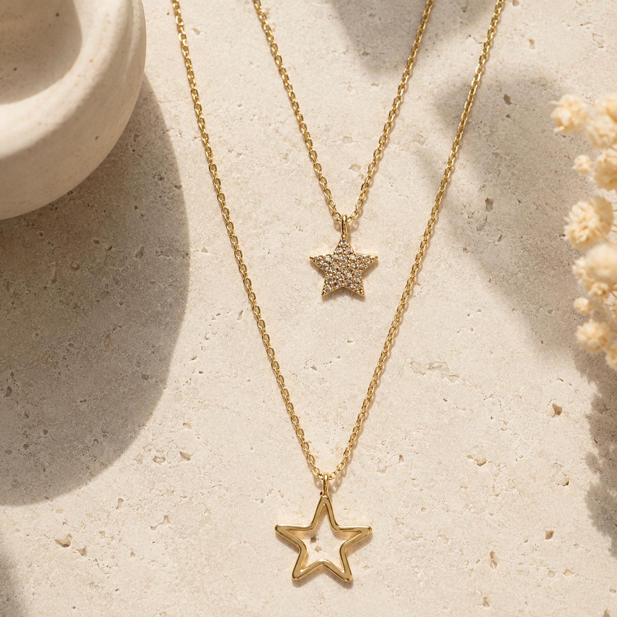 Layered Starfish & Star Gold Necklace — image 4