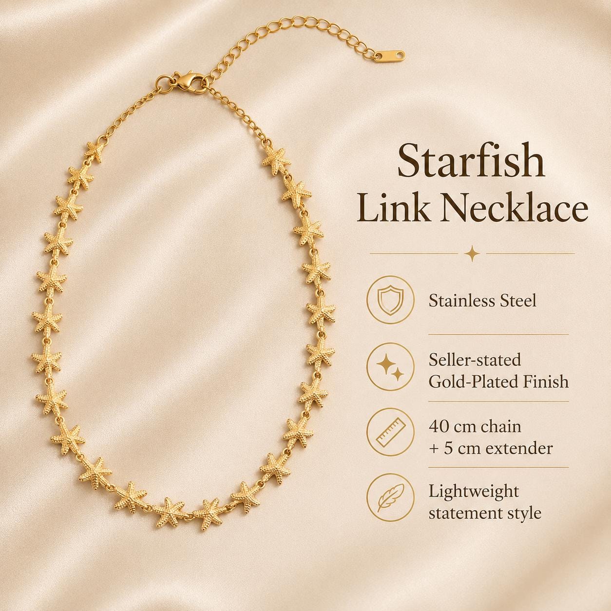 Starfish Link Gold Necklace — image 2